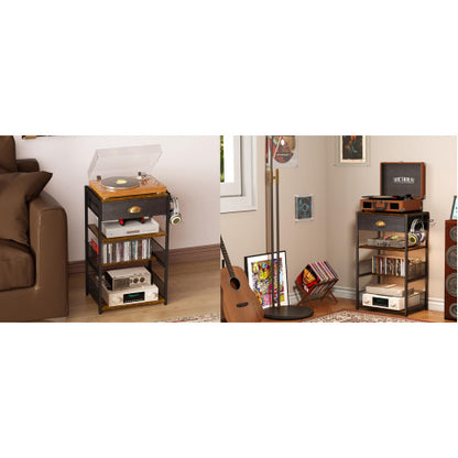 4-Tier Media Storage Tower with Drawer, Console Stand for PS5/Xbox/Switch