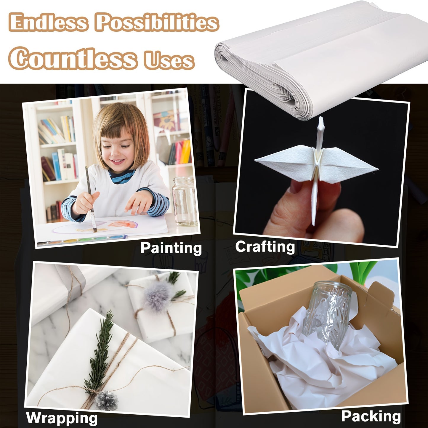 Heavy-Duty Packing Paper Sheets 27x15 inch – Unbleached, Tear-Resistant Wrapping Paper for Moving & Storage