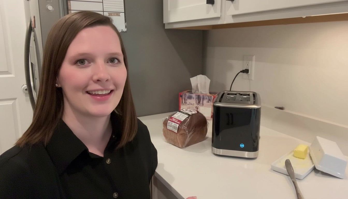2-Slice Smart Toaster with LED Display – 8 Preset Modes, Defrost/Reheat/Cancel, Wide Slots & Removable Crumb Tray