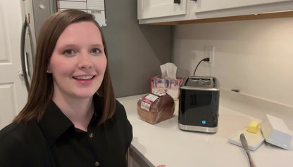2-Slice Smart Toaster with LED Display – 8 Preset Modes, Defrost/Reheat/Cancel, Wide Slots & Removable Crumb Tray