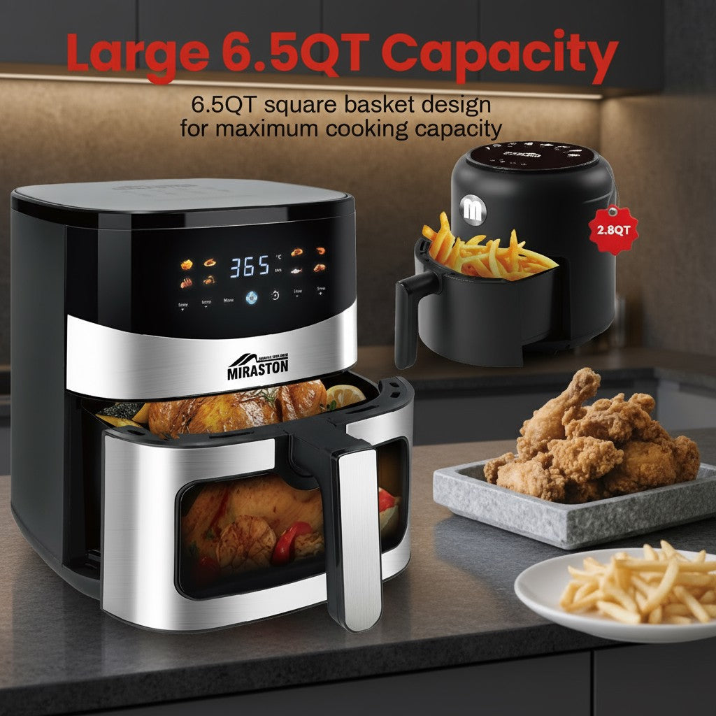 6.5QT Digital Air Fryer with Window & Touch Screen – Stainless Steel