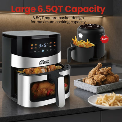 6.5QT Digital Air Fryer with Window & Touch Screen – Stainless Steel