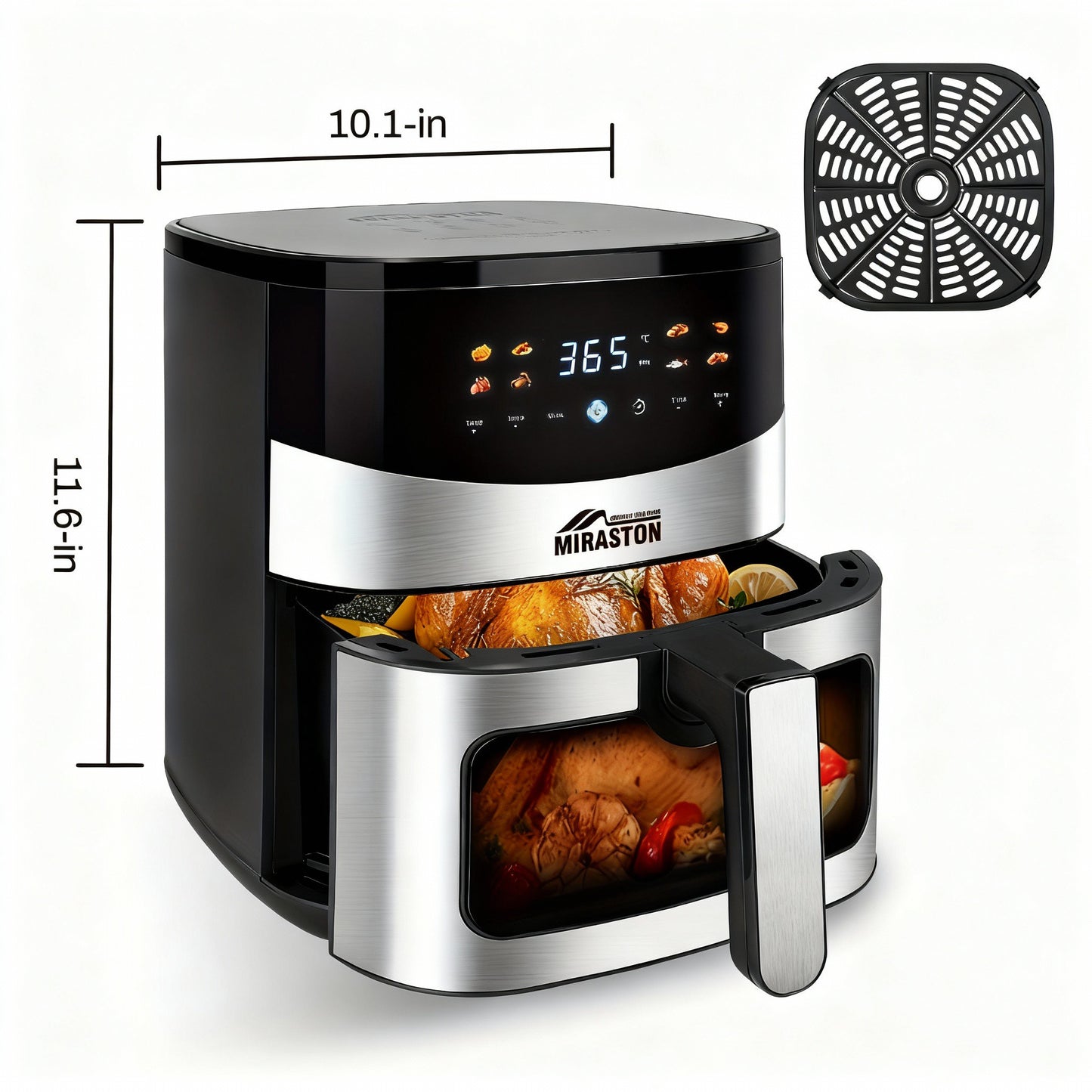 6.5QT Digital Air Fryer with Window & Touch Screen – Stainless Steel