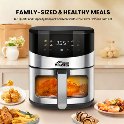 6.5QT Digital Air Fryer with Window & Touch Screen – Stainless Steel