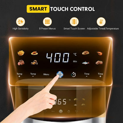 6.5QT Digital Air Fryer with Window & Touch Screen – Stainless Steel