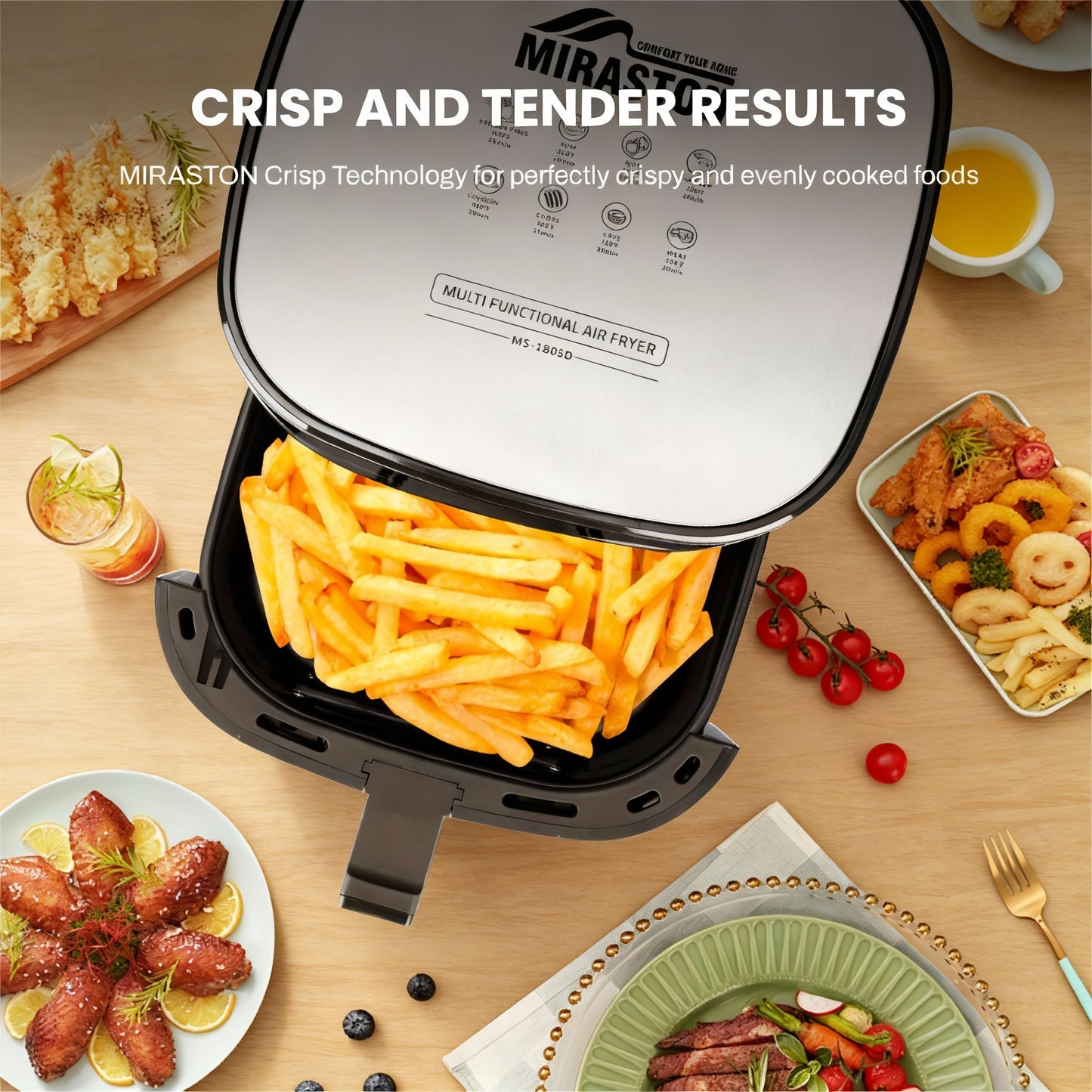 6.5QT Digital Air Fryer with Window & Touch Screen – Stainless Steel
