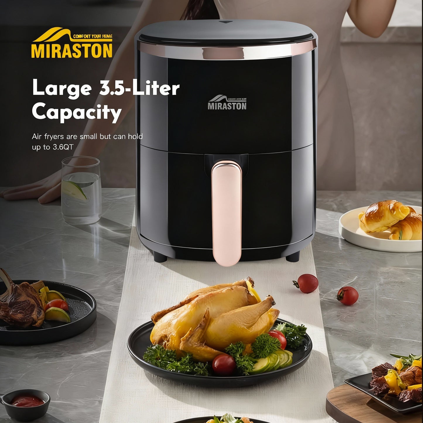 3.6QT Digital Air Fryer with Touch Screen – Oil-Free Healthy Cooking