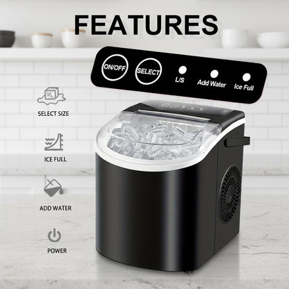 Portable Countertop Ice Maker Machine – Fast Ice Making, 2 Ice Sizes