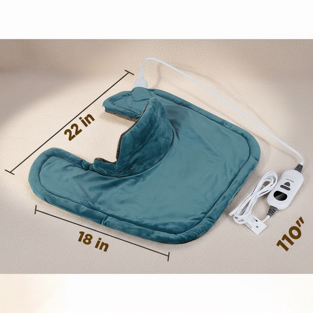 Electric Heating Pad for Neck, Shoulders & Back – Fast Heating, Ultra Soft Plush, Extra Long Cord (110")