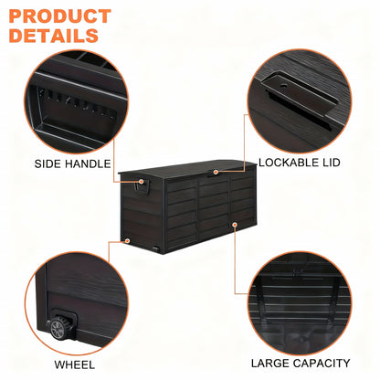 75 Gallon Heavy-Duty Outdoor Deck Box – Waterproof Patio Storage Box with Hinged Lid, Lockable & Easy Assembly