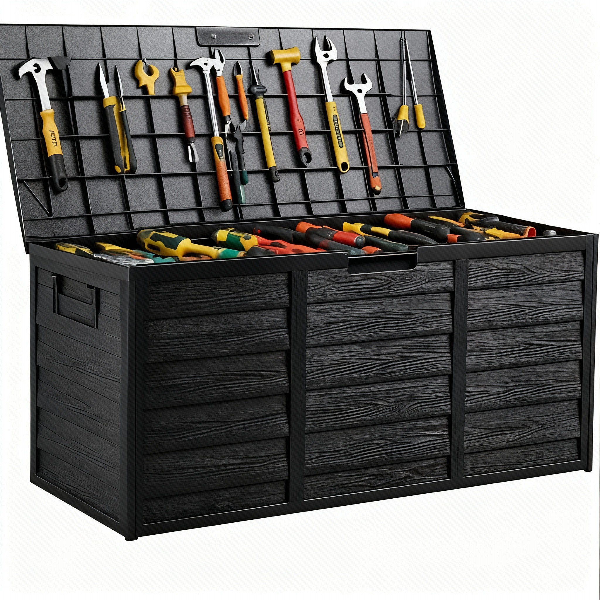 75 Gallon Heavy-Duty Outdoor Deck Box – Waterproof Patio Storage Box with Hinged Lid, Lockable & Easy Assembly