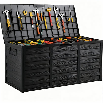 75 Gallon Heavy-Duty Outdoor Deck Box – Waterproof Patio Storage Box with Hinged Lid, Lockable & Easy Assembly