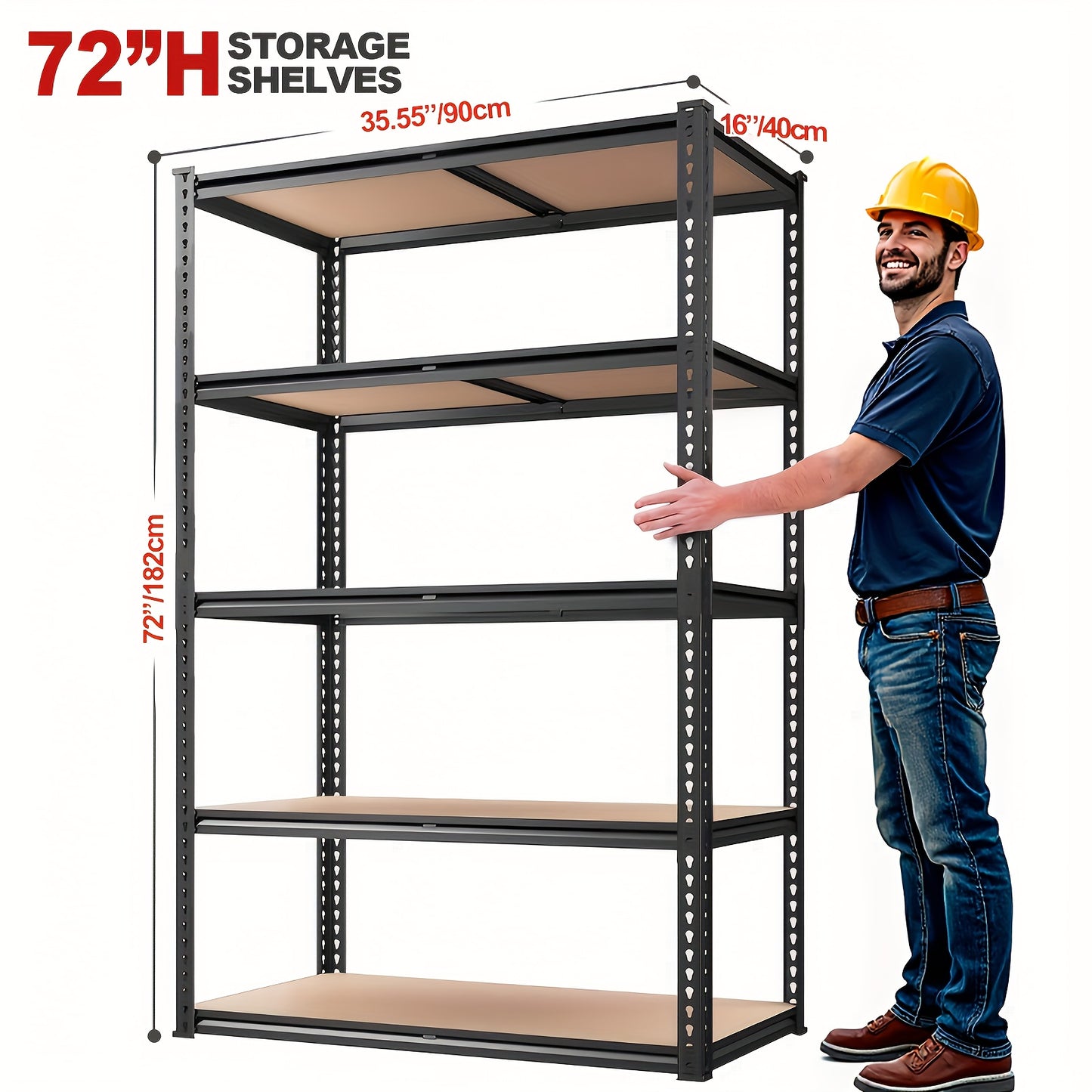 Heavy Duty Metal Storage Rack 5-Tier Adjustable Shelving Unit, Garage or Warehouse Organizer