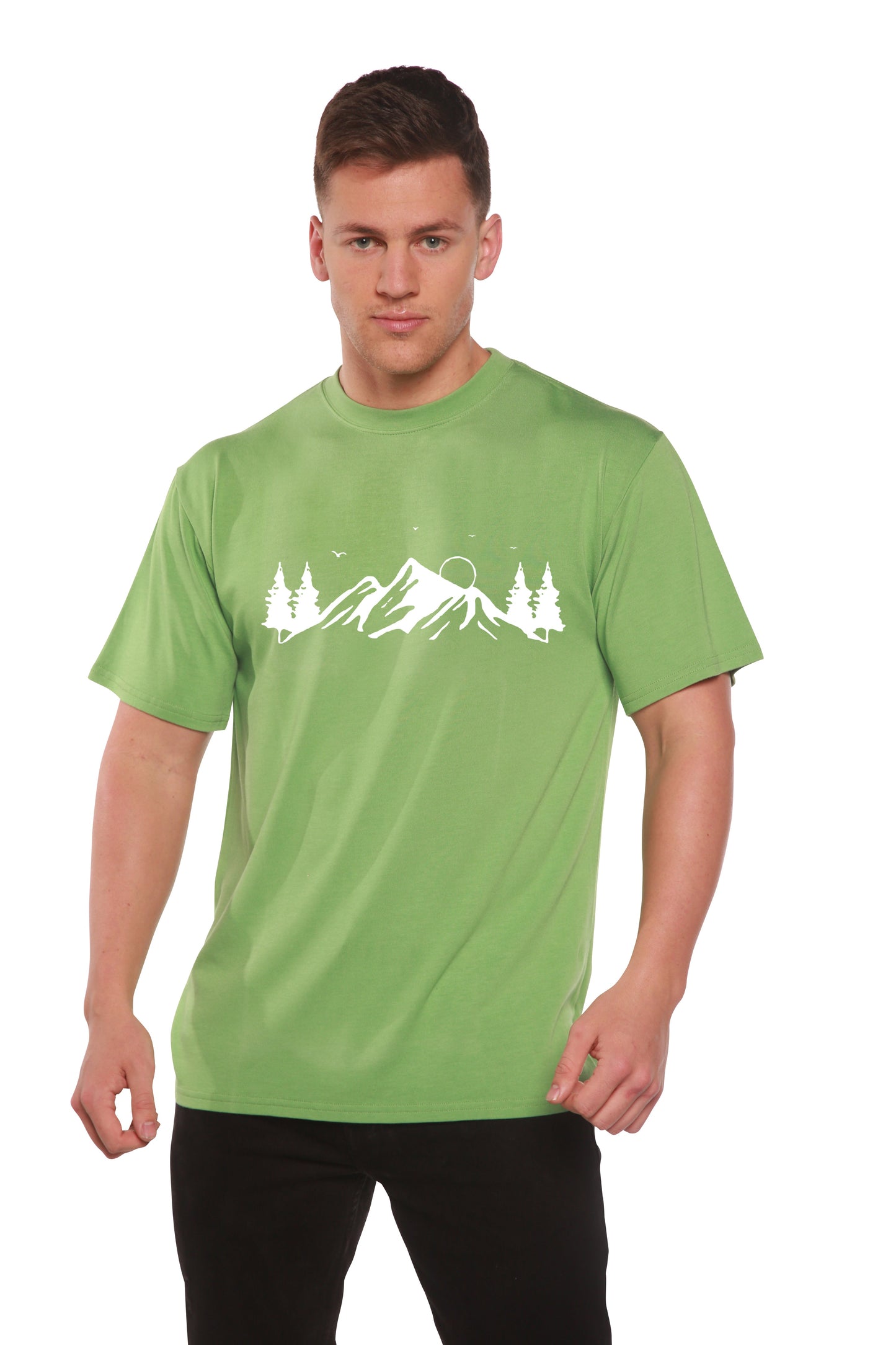 Men's Bamboo Viscose/Organic Cotton Short Sleeve T-Shirt with Print Mauna Kea