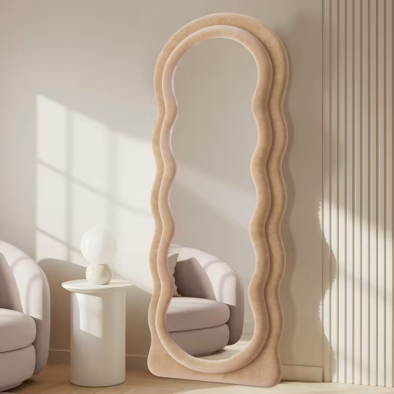63x24-Inch Arched Flannel Full Length Floor Mirror