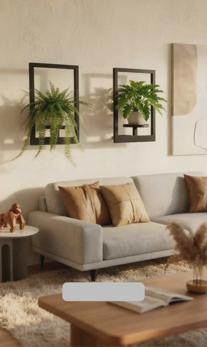 Metal Wall Frame Set with Shelf, Window-Style Holder for Small Pots & Home Decor