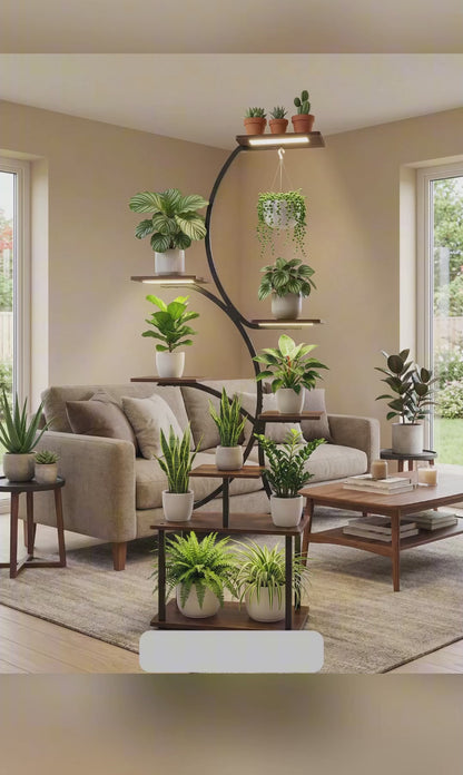 Metal 8-Tier Corner Plant Stand | Indoor Tree-Shape Plant Shelf
