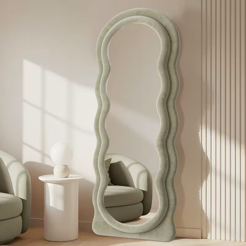 63x24-Inch Arched Flannel Full Length Floor Mirror